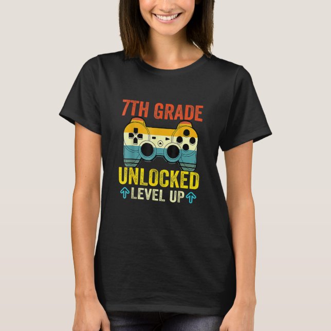7th Grade Unlocked Level Up Video Game Back To Sch T-Shirt (Vorderseite)