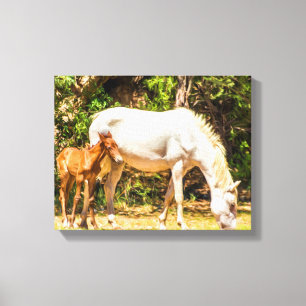 8004-Wild Mustang mit Baby Leinwanddruck