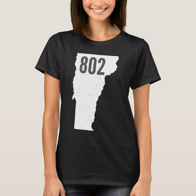 802 Vermont Area Code Pride Staat Kontur T-Shirt (Vorderseite)