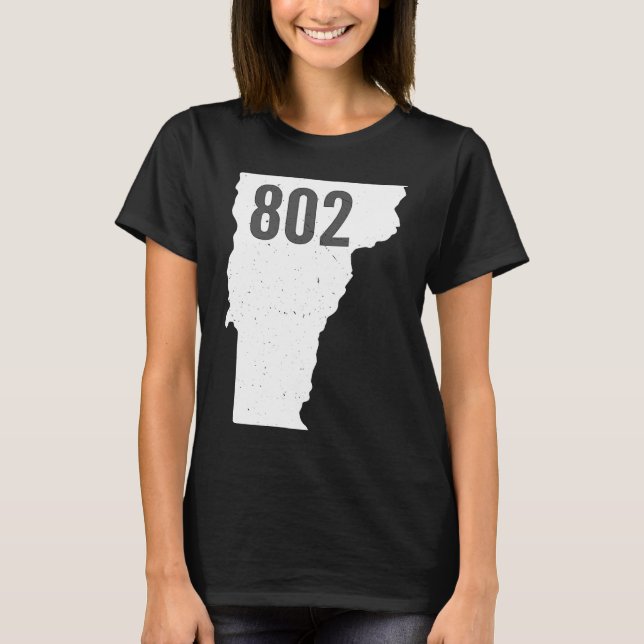 802 Vermont Area Code Stolz Staatsumriss T-Shirt (Vorderseite)