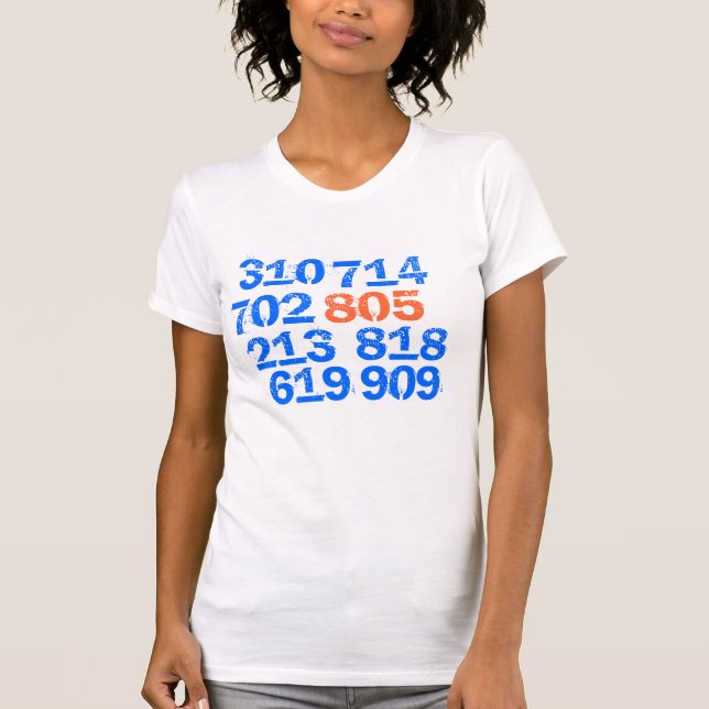 805, 619, 714, 702, 818, 213, 909, 310 T-Shirt (Vorderseite)