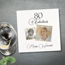 80 and Fabulous 80th Birthday Black Script Photo