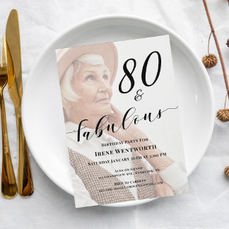 80 and Fabulous Eightieth Birthday Photo Overlay Einladung