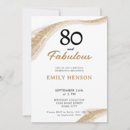 80 and Fabulous Gold 80th Birthday Invitation Einladung