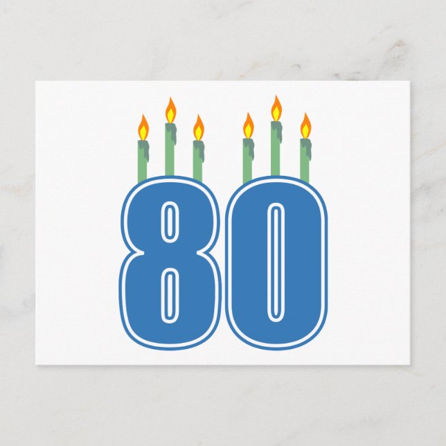 80 Birthday Candles (blau / grün) Postkarte (Vorderseite)