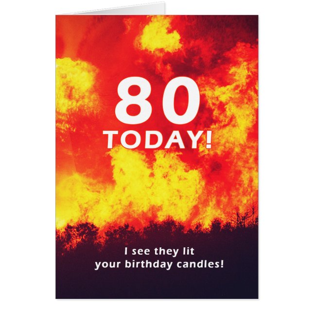 80 Birthday Forest Fire Candle Spaß (Vorne)