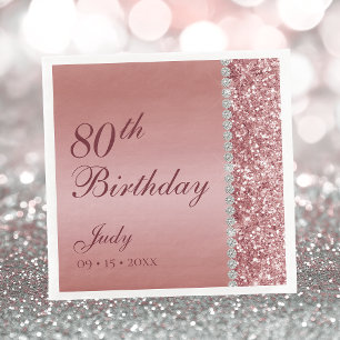 80. Elegante Rose Gold Geburtstag Serviette