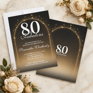 80 & Fabulous Glowing Star Arch Geburtstag Einladung