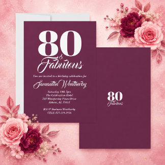 80 & Fabulous Maulbeer-Geburtstag Einladung