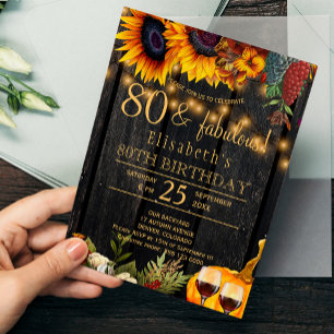 80 fantastische Jahre ländliche Ernte Herbst Gebur Einladung