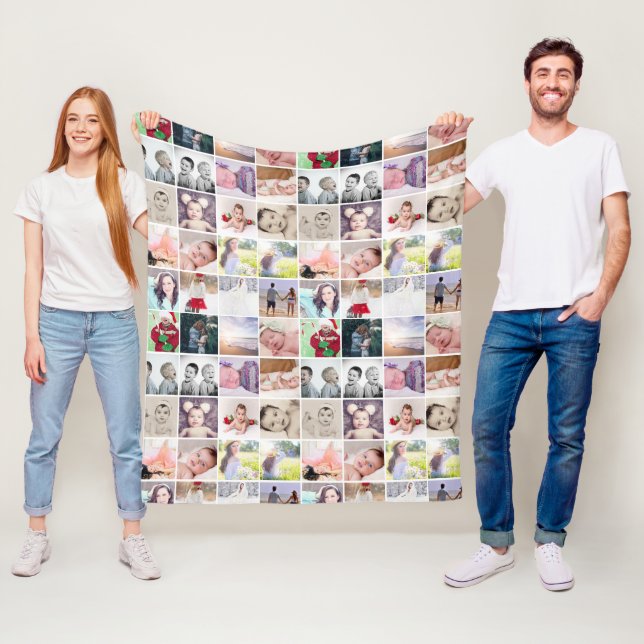 80 Fotos Collage personalisiert (20 Wiederholung) Fleecedecke (Beispiel)