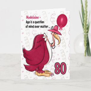 80. Funny Birthday Pink Buzzard mit Namen Karte