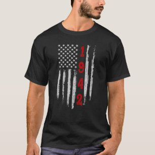 80. Geburtstag 1942 Vintage amerikanische Flagge T-Shirt