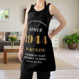 80. Geburtstag 1944 Name Chic Elegant Black Gold Schürze