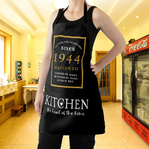 80. Geburtstag 1944 Name Elegant Schwarz Gold Chic Schürze