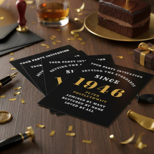 80. Geburtstag 1946 Schwarzes Gold Einladung Postkarte