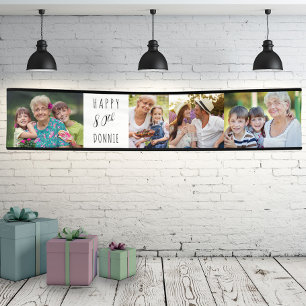 80. Geburtstag 4 Foto-Streifen Personalisiert Banner