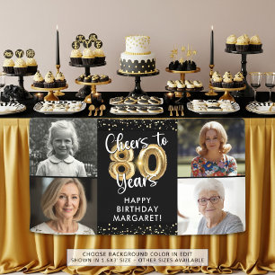 80. Geburtstag 4 Fotos Cheers to 80 Years Confetti Banner