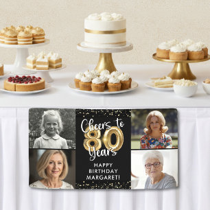 80. Geburtstag 4 Fotos Prost auf 80 Jahre Konfetti Banner
