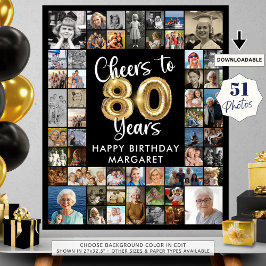 80. Geburtstag 51 Foto Collage Cheers to 80 Years Poster