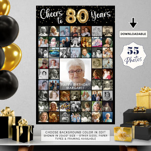 80. Geburtstag 55 Foto Collage Cheers to 80 Years Poster