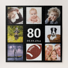 80. Geburtstag 80 Foto Collage Typ Mann schwarz Puzzle