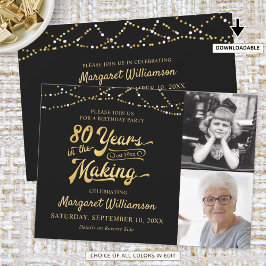 80. Geburtstag 80 JAHRE IM MAKING Black Gold Einladung