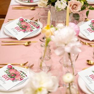 80. Geburtstag Achtzigste Rose Elegant Serviette