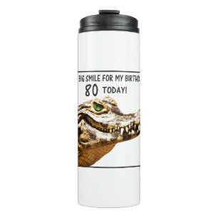 80. Geburtstag Alligator Lächeln Thermosbecher