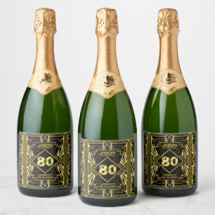 80. Geburtstag Art Déco Gold Schwarz