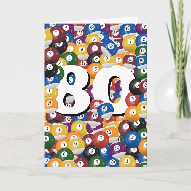 80. Geburtstag Billiard Balls Karte (Vorderseite)