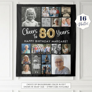 80. Geburtstag Black Gold 16 Foto jubelt zu Jahren Wandteppich