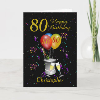 80. Geburtstag Black Gold-Feier Karte