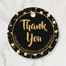 80. Geburtstag Black Gold Stars DANK Geschenkanhänger