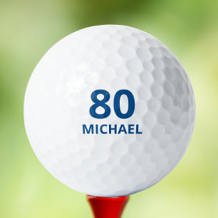 80. Geburtstag Blue Script Personalisiert Name Golfball