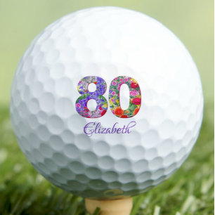 80. Geburtstag Blumen bunt Name Golfbälle