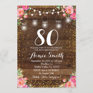 80. Geburtstag Boho Blumengeburtstag Einladung