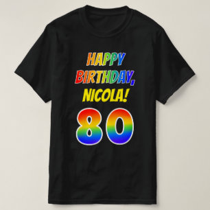 80. Geburtstag — Bold, Fun, Rainbow 80, Individu T-Shirt