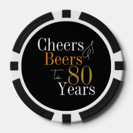 80. Geburtstag Cheers and Biere Black Gold Party Pokerchips