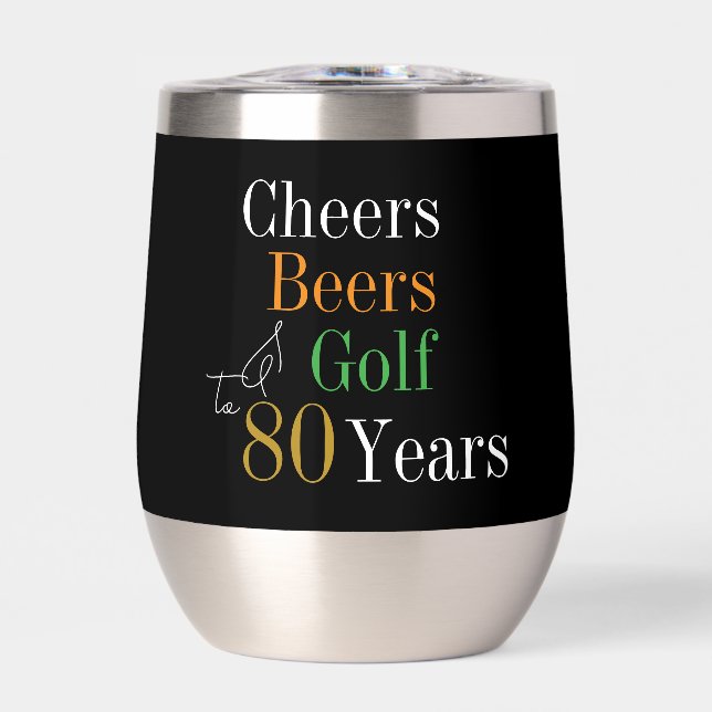 80. Geburtstag Cheers Beers Golf Black Gold (Vorderseite)