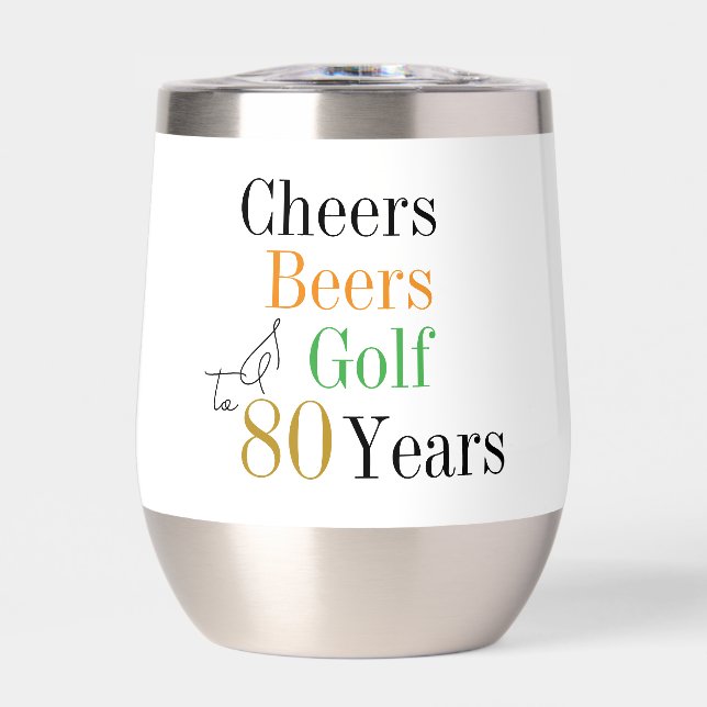 80. Geburtstag Cheers Beers Golf Minimal (Vorderseite)