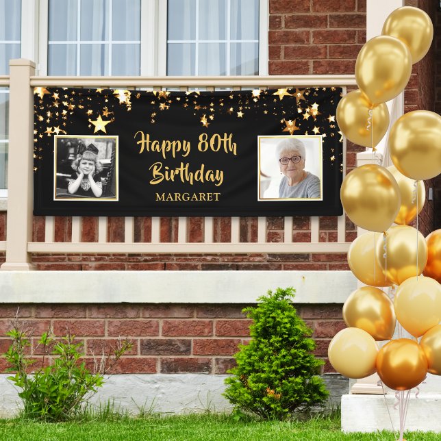 80. Geburtstag Dann & Jetzt Fotos Personalisiert Banner (Von Creator hochgeladen)