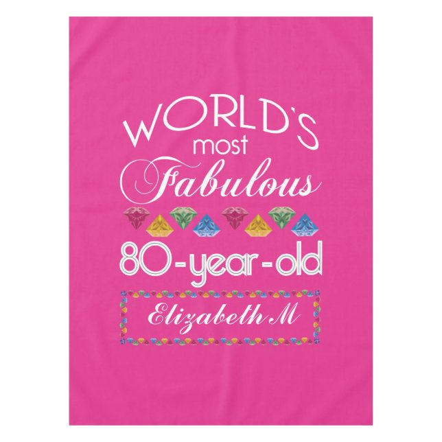 80. Geburtstag das meiste fabelhafte bunte Tischdecke (Vorderseite)