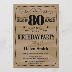 80. Geburtstag Einladung Rustikales Holz