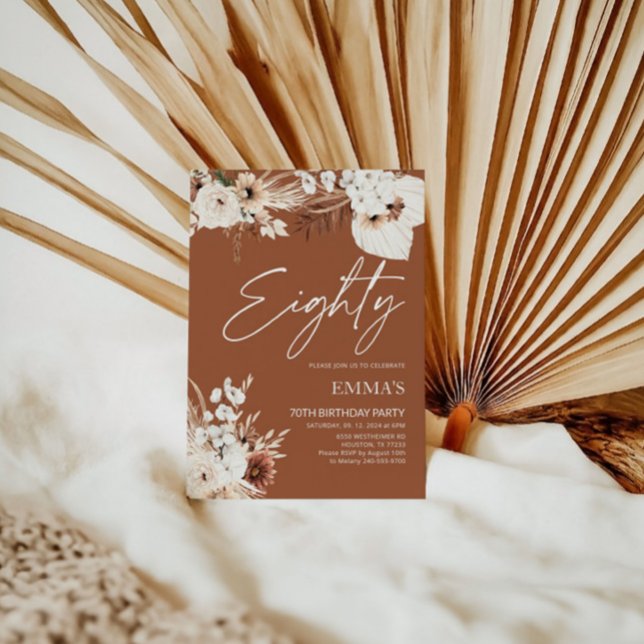80. Geburtstag Einladung Terracotta Boho Pampas (Von Creator hochgeladen)