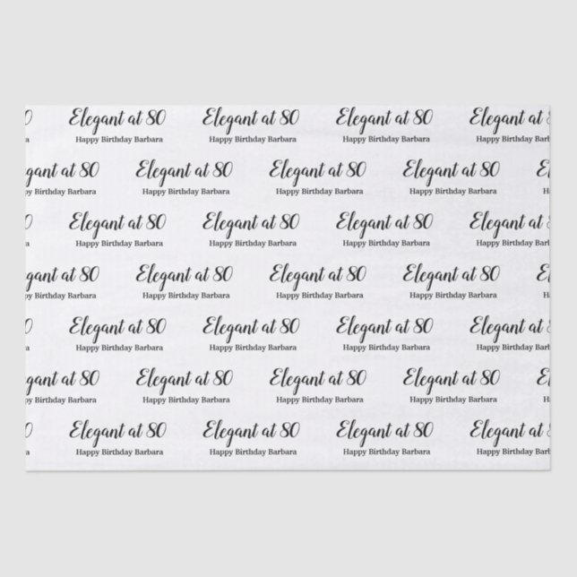 80. Geburtstag Elegant bei 80 Personalize Seidenpapier (Vorderseite)