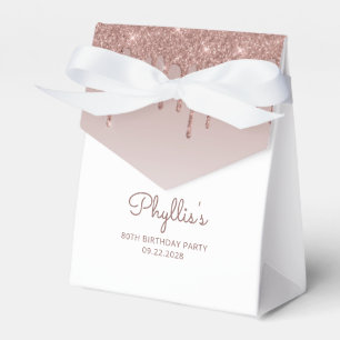 80. Geburtstag Elegant Roségold Glitter Drip Geschenkschachtel