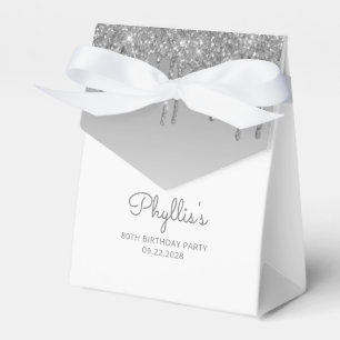 80. Geburtstag Elegant Silver Glitzer Tropfen Scri Geschenkschachtel