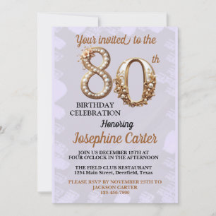 80. Geburtstag Elegante Party Einladung