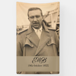 80. Geburtstag Elegantes Foto Monogram männlich Banner